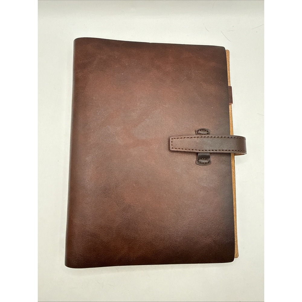 Brown Leather Binder 6 Ring Refillable Journal Cover With Month/Week Inserts